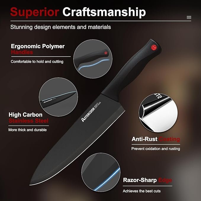 Astercook Knife Set for Kitchen with Block (Copy) (Copy) - Image 3